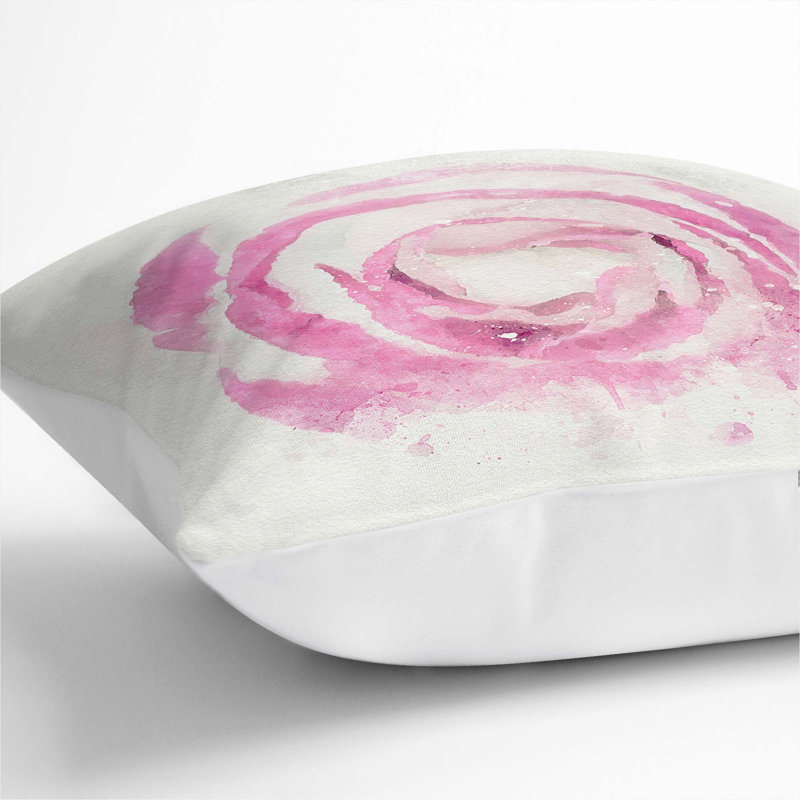 Pink Lisianthus Flower Cushion with Filling, White, 55cm H x 55cm W x 20cm D