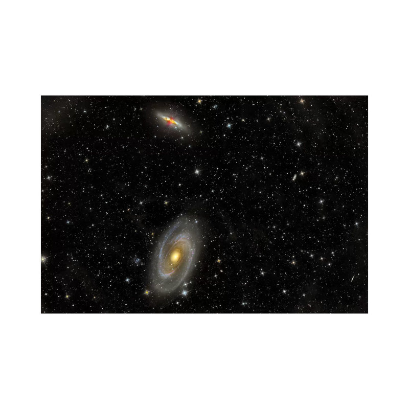 Cigar Galaxy and Bode's Galaxy in the Constellation Ursa Major 1 Piece Wrapped Canvas Wall Art, 20.32 cm H x 30.48 cm W