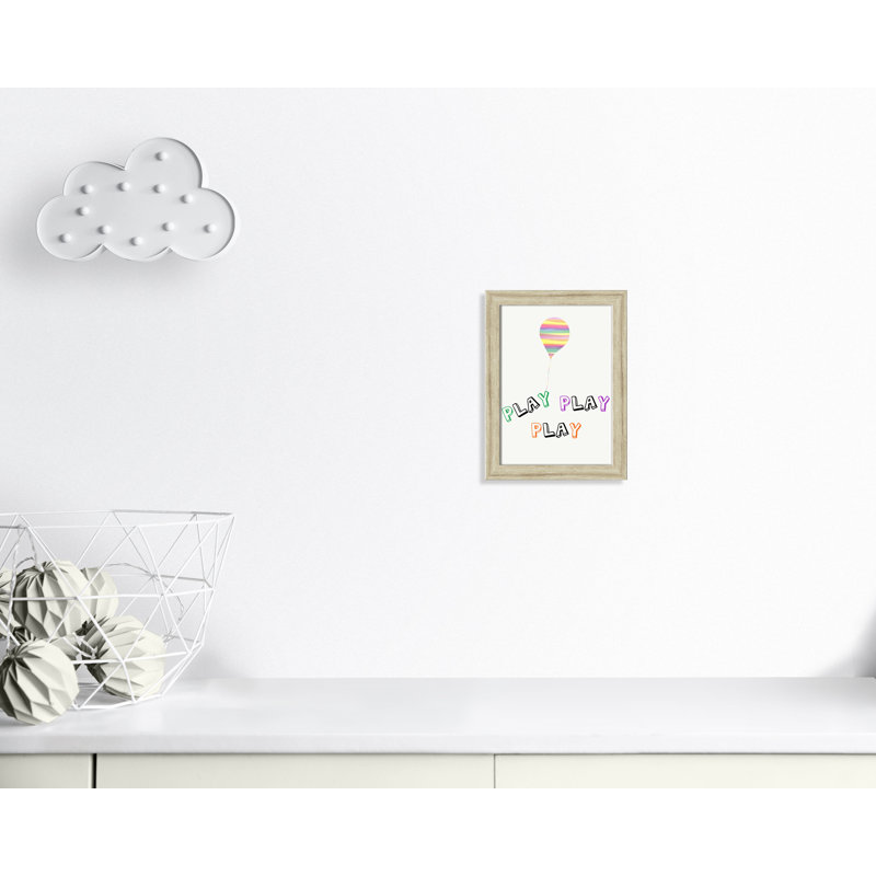 Play Play Play, impression sur papier, H 14 po x l 10 po x P 0,6 po, Cadre plat beige