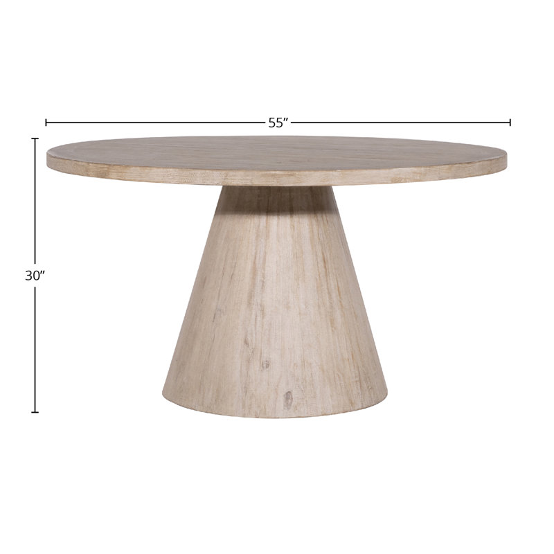 Ross Round Reclaimed Pine Cone Shaped Pedestal Base Dining Table, 30'' H x 65" W x 65" L