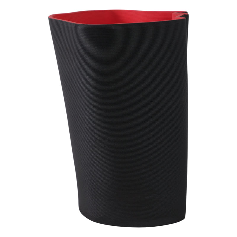 Contemporary Sculptural Porcelain Vases With Textured Ribbed Design Set Of 2, 12" H x 9" W x  9" D