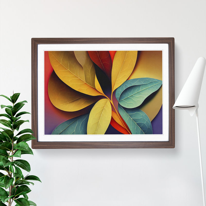 Colourful Leaves - Painting, Walnut Framed, 46cm H x 64cm W x 2cm D