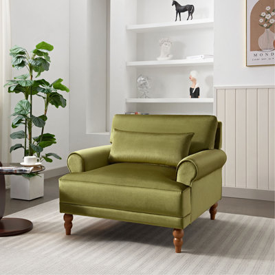 Accoudoirs circulaires élégants Mirod, soutien lombaire ergonomique, pieds à colonnes romaines rétro, grande taille luxueuse, rehausse l'esthétique du salon, pour le salon, la chambre à coucher et le bureau