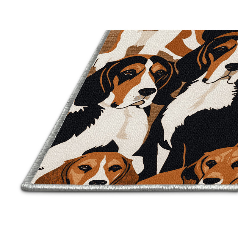  Washable English Foxhound Dogs Area Rug, Runner 2' x 5'