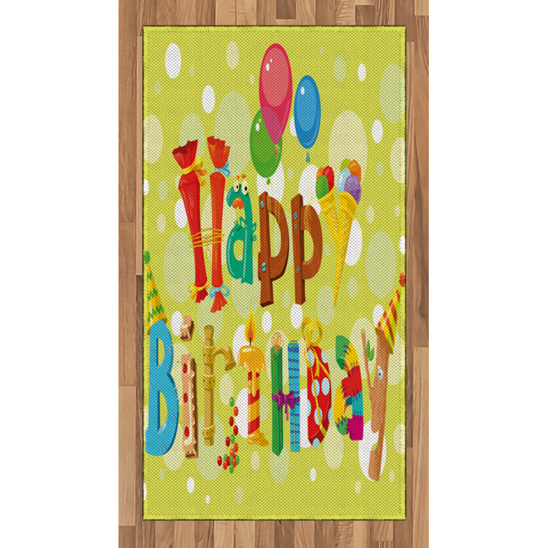 Drôle de tapis décoratif à longs fils en fibre de polyester à haute densité, Rectangle 2 pi 7 po x 5 pi