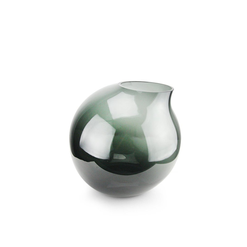 Glass Table Vase 1, 15" H x 16" W x 16" D, Smoke