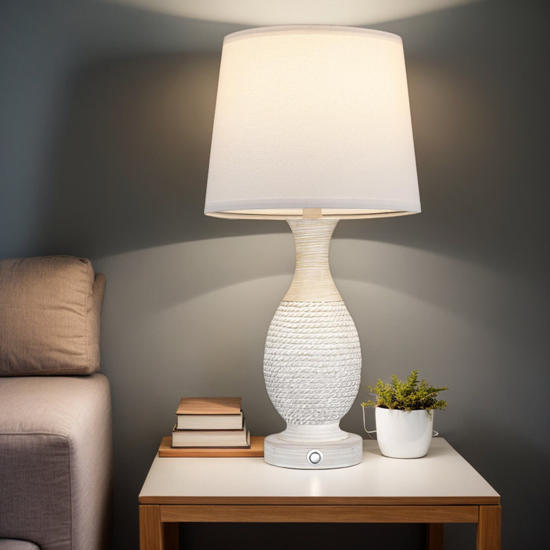 Farmhouse Table Lamps Set of 2 with USB C+A, 3-Way Dimmable Touch Lamps and 1PCS Candle Warmer Lamp
