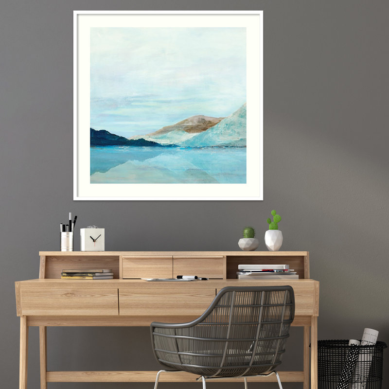 Coastal Mountains - Reproduction d'art sur papier encadré, Papier avec cadre blanc, H 33 po x l 33 po