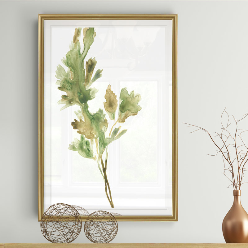«Earthtone Herbs I», peinture sur toile, H 22,5 po x l 30,5 po x P 1,5 po, Cadre doré