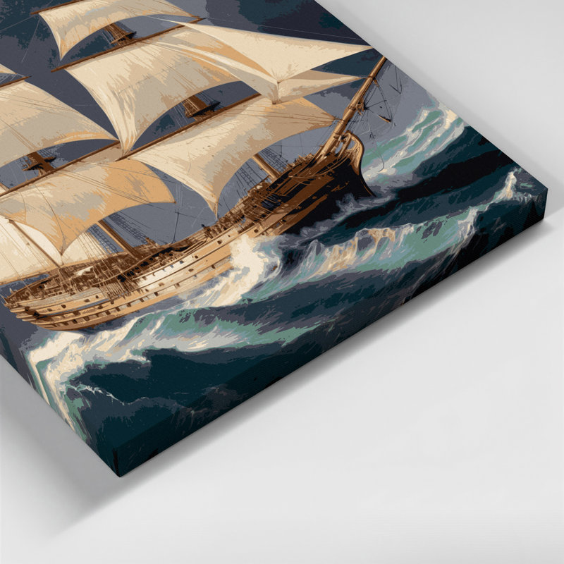 Art nautique gris sur toile nautique, H 12 po x l 12 po