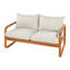 Ensemble de conversation d'extérieur en bois d'acacia de style moderne Mid-Century pour 4 personnes avec causeuse, chaises et table basse Saro, coussins épais pour le patio, la piscine et la cour