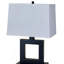 Lampe de table haute 22 po en métal avec design carré, abat-jour blanc