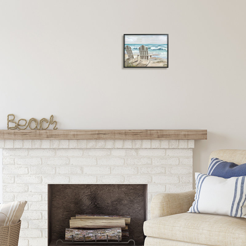 Serene Coastal Landscape Print on Canvas with Black Frame