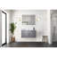 Meuble-lavabo gris foncé l 36 po x P 22 po avec plateau en marbre de Carrare-615414945-615414947