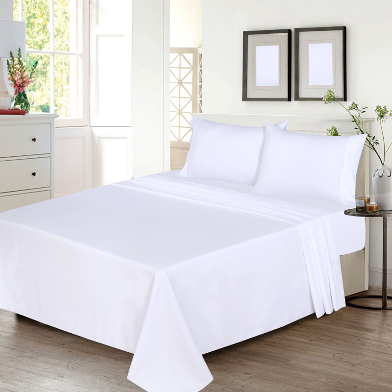 King Size White Brushed Microfiber Deep Pocket Sheet Set