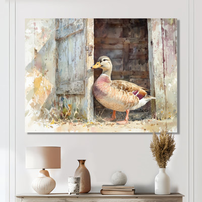 Dubien Cute Duck Portrait At The Barn II - Duck Canvas Wall Art