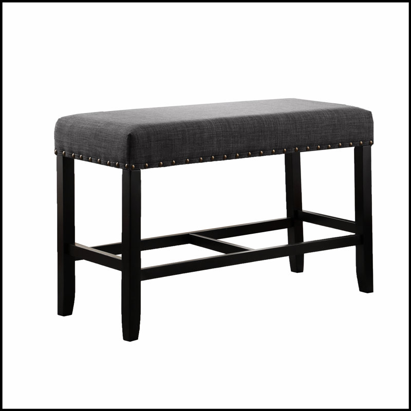 Banc de salle à manger à hauteur de comptoir en tissu Biony, Gris