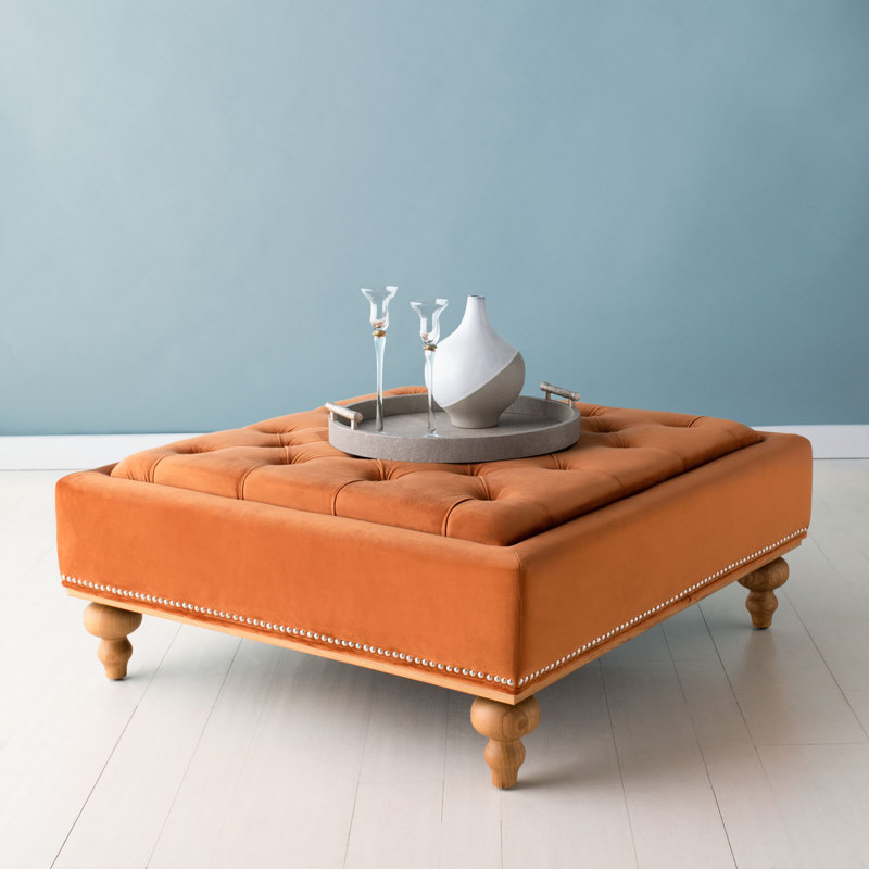 Bunny Velvet Ottoman, Sienna Velvet ,  Brown