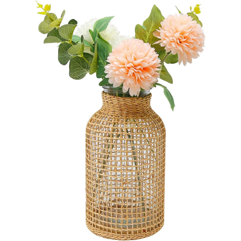 Straw Woven Glass Vase