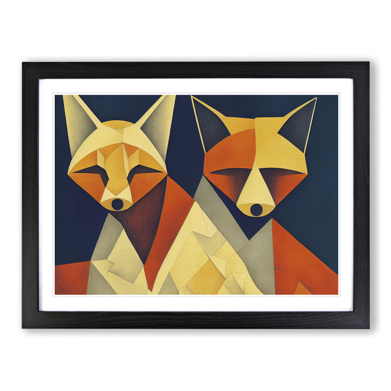 Two Abstract Foxes Vol.3 - Framed Print, Black, 46cm H x 64cm W x 2cm D