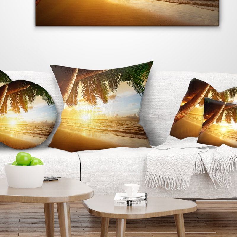 Oreiller belle beach sous palmier, 16 po x 1 po, Coussin décoratif