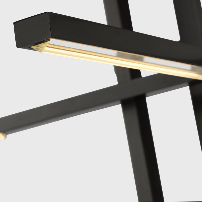 Sean Lavin Cityscape 6-light Large Chandelier in Hand Rubbed Antique Brass with Crystal shade, Bronze