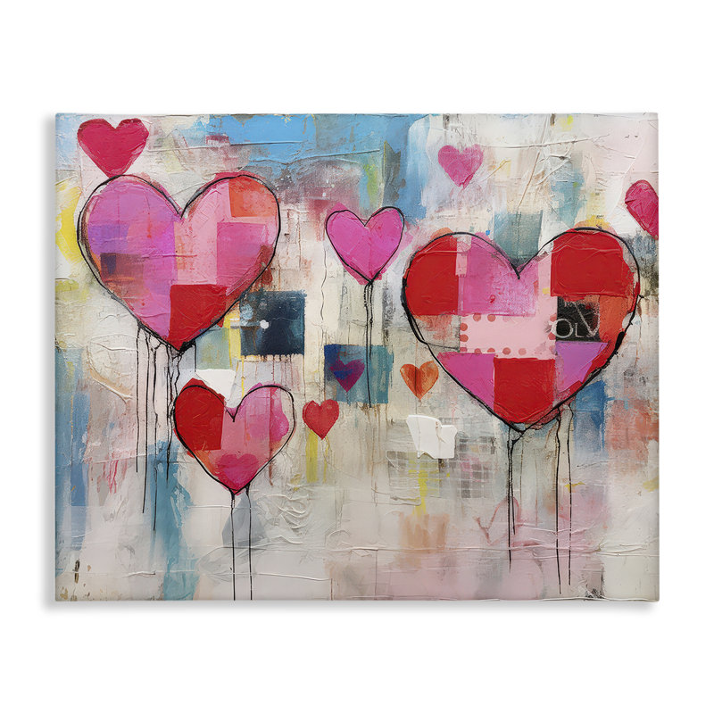 Art urbain sur toile, "Urban Hearts" par LSR Design Studio, H 16 po x l 20 po