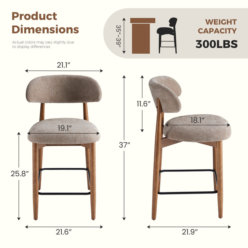 Chaise rembourrée en bois massif avec tabouret, Brun, 6