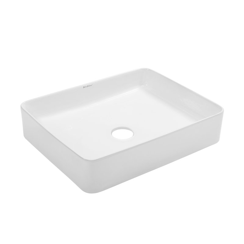 White Ceramic Above-Counter Rectangular Vessel Sink