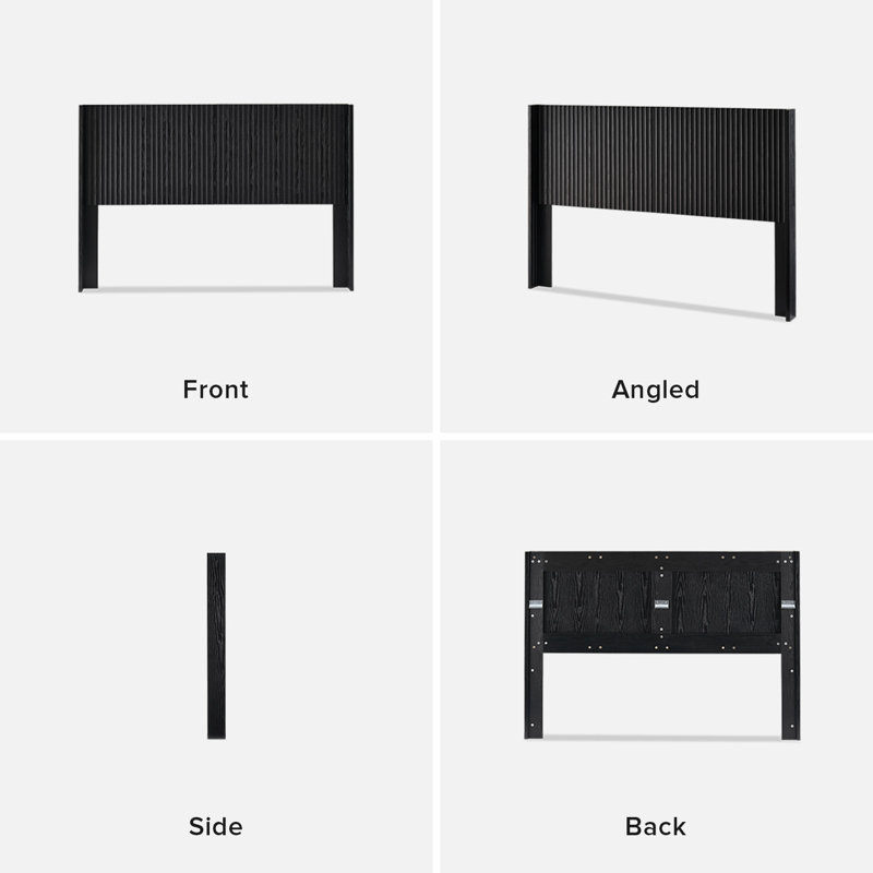 Dorcus Wooden Fluted Headboard, Queen, Black