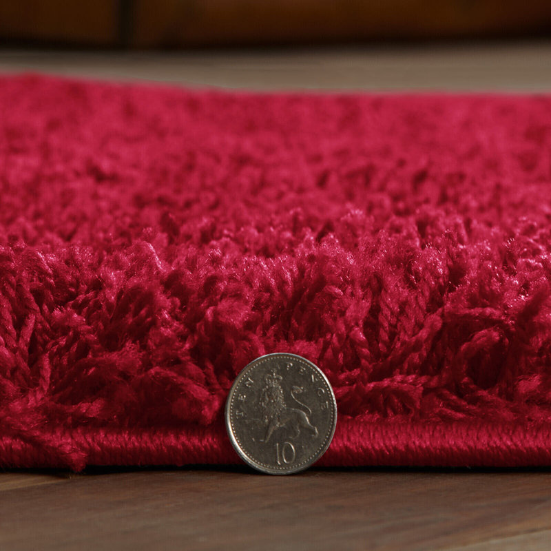 Verona Thick Red Shaggy Area Rug – Soft Pile, Non-Slip, Durable Polypropylene Carpet for Living Room, Bedroom & Hallway