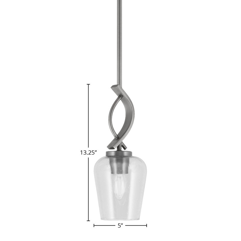 Unia Stem Hung Mini Pendant Shown In Graphite Finish With 5" Clear Bubble Glass
