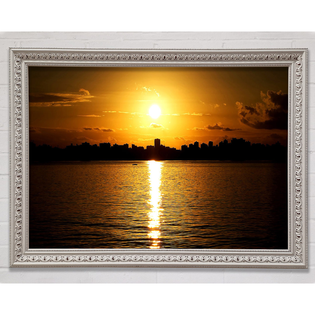 Sunset City Skyline Silhouette - Einzelner Bilderrahmen Kunstdrucke