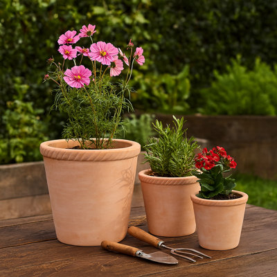 Ensemble de 3 pots de fleurs en argile fabriqués à la main - Design décoratif moderne et polyvalent