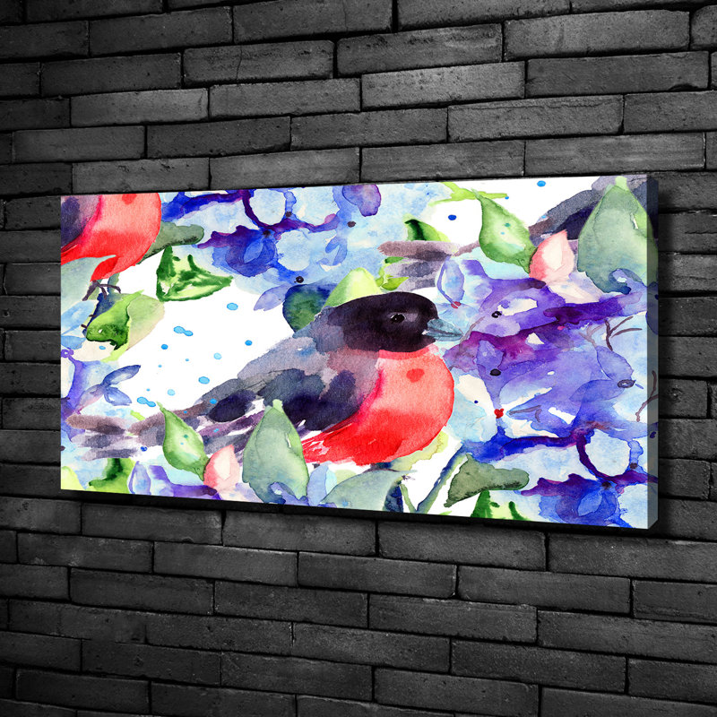 Bird And Flowers - Wrapped Canvas Print
