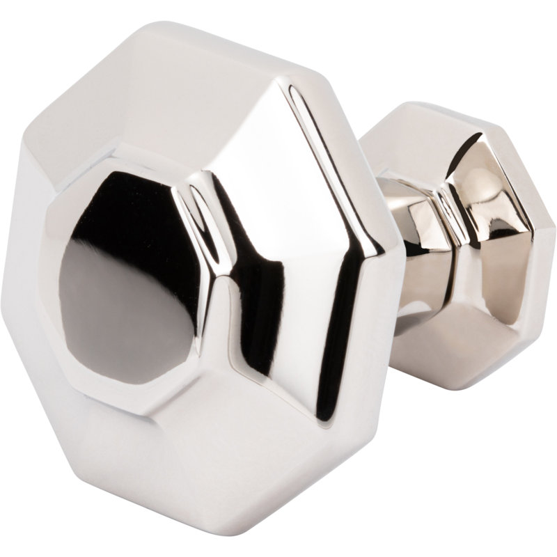 Palazzo Length Geometric Knob, 1 3/8", Polished Nickel