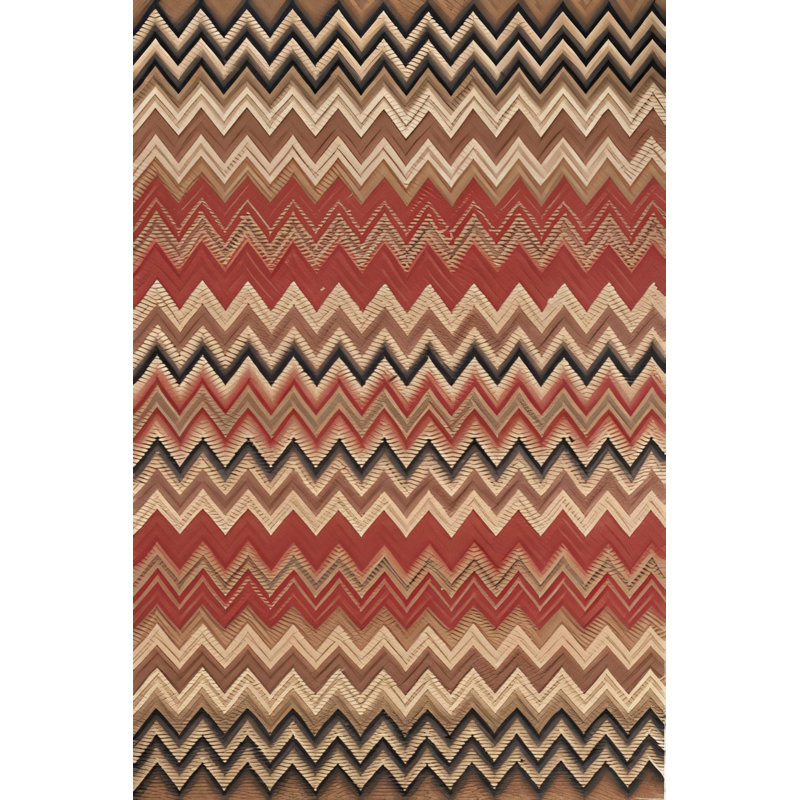 Dark Themed Multi Colored Zigzag Geometric Patterned Modern Decorative Rug Machine Washable, Runner 3'3" x 6'7" 