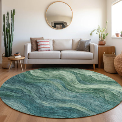 Elion Teal Washable Indoor-Outdoor Rug - 