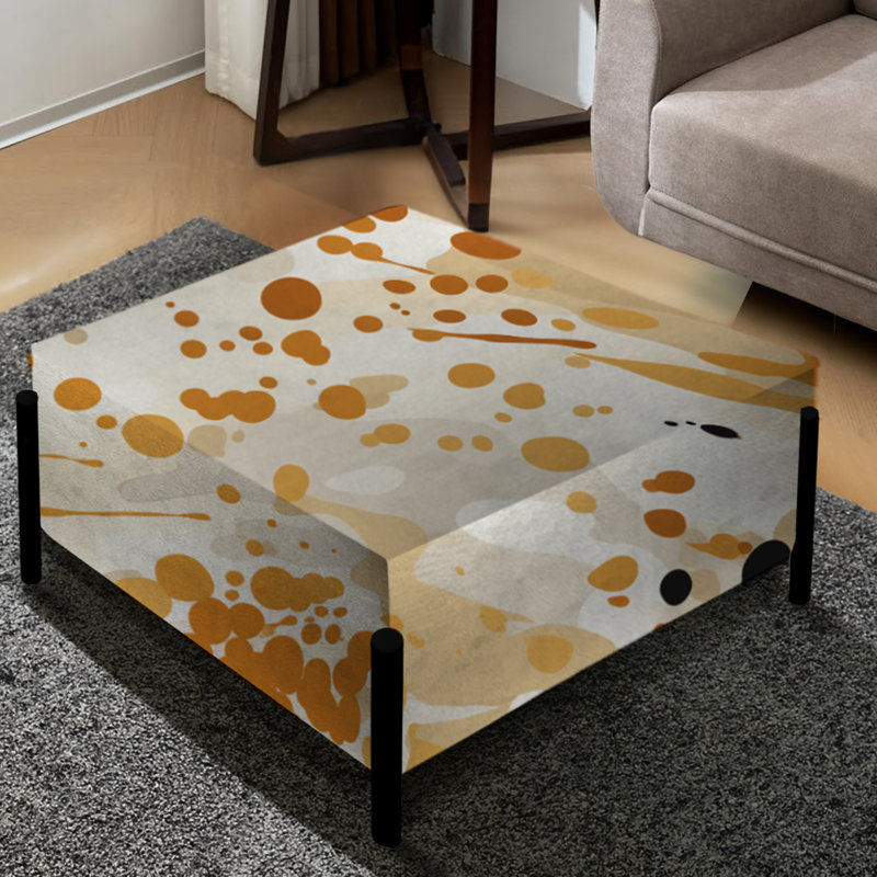 Beige Sphinx Spots - Abstract Large Square Ottoman