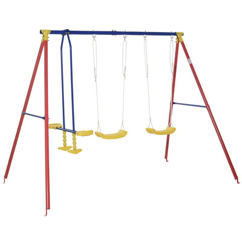 Outsunny Metal Swing Set with 2 Swing(s), Multicolor