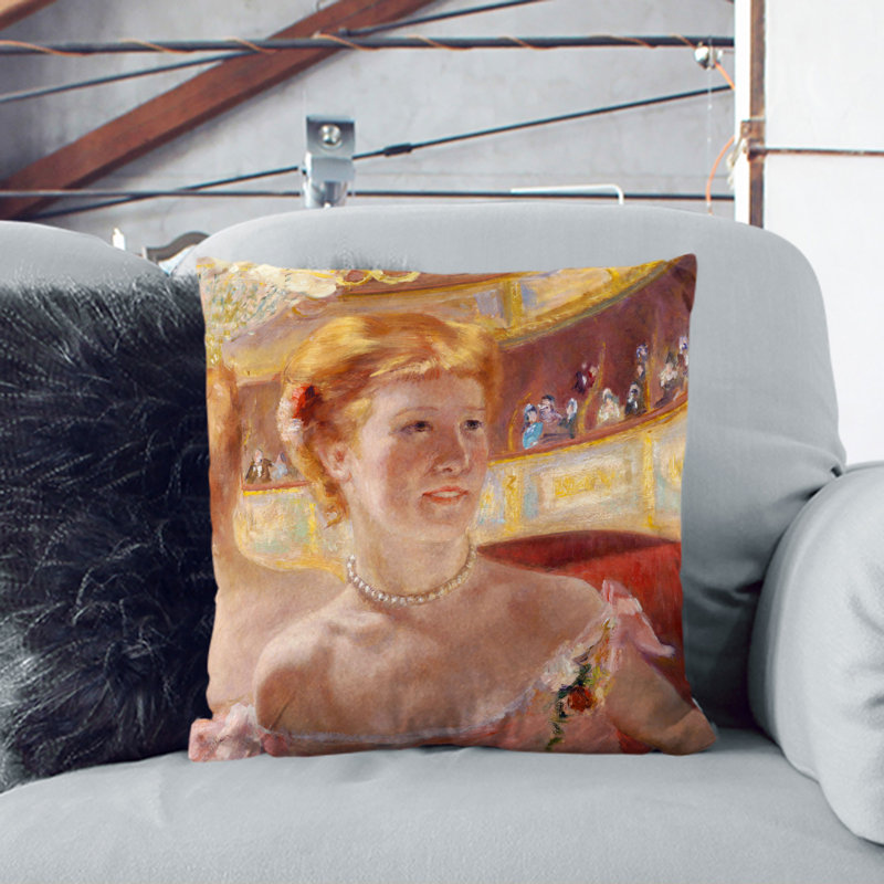 Woman With A Pearl Necklace Square Throw Cushion, Stone, 40cm H x 40cm W x 15cm D