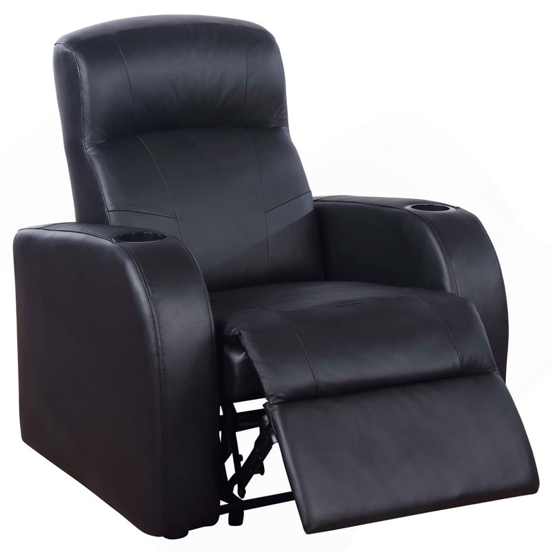 Fauteuil inclinable noir rembourré avec porte-gobelet
