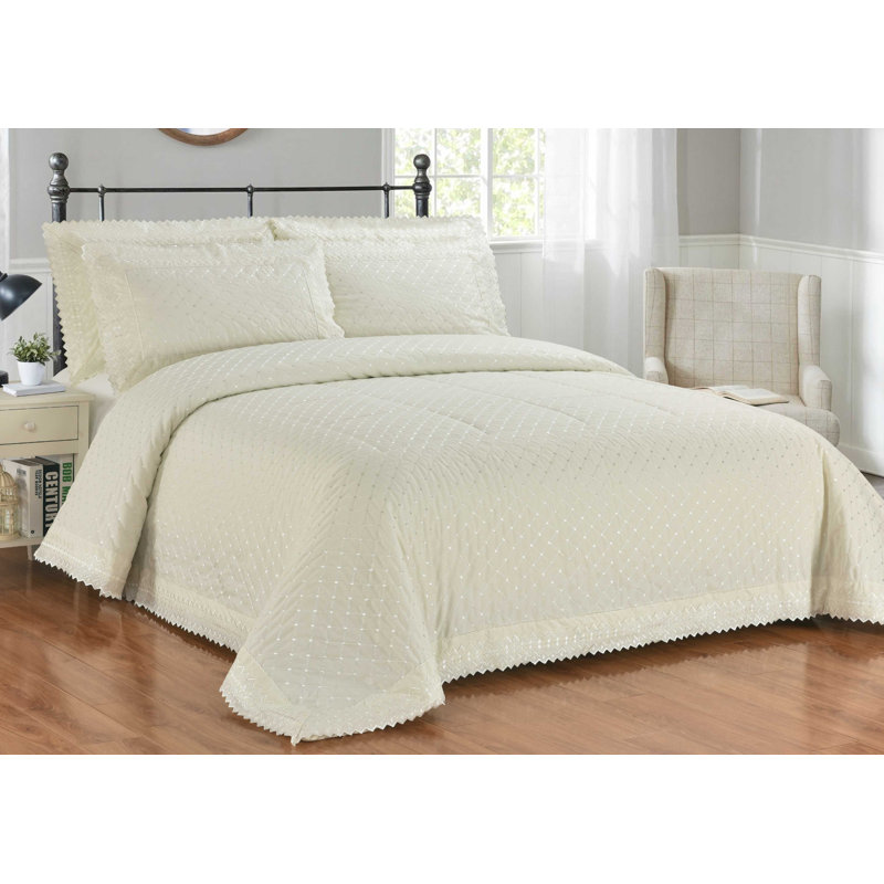 Ranier Cotton Blend Bedding with Pillowcases Included, Super King Duvet Cover  + 2 Standard Pillowcases, Ivory