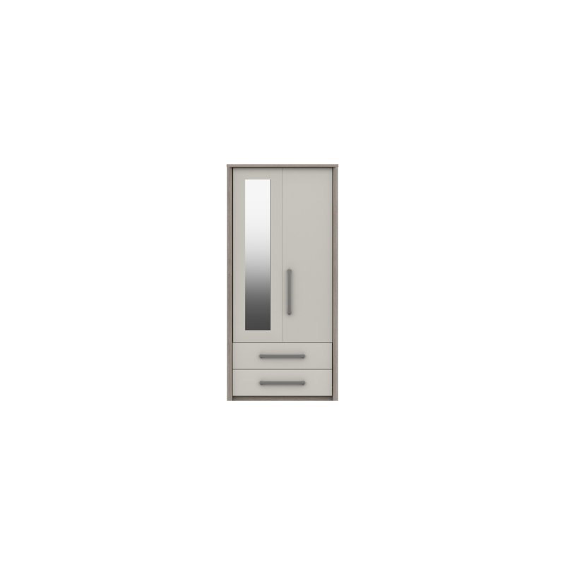Colville 2 Door Manufactured Wood Wardrobe, Grey Oak/White Grey Gloss