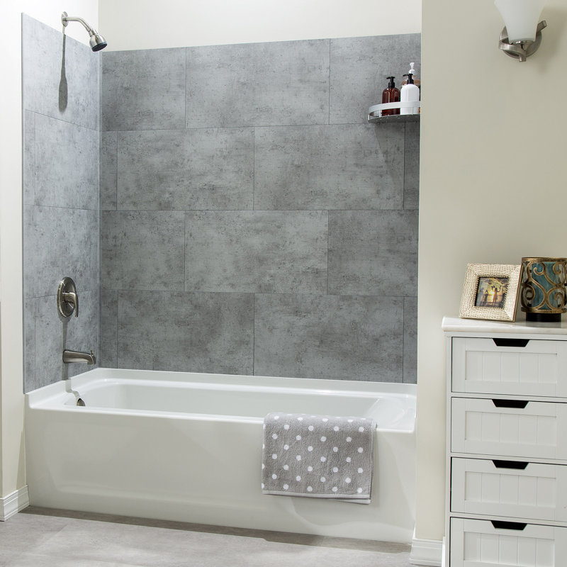 Ensemble de carrelage pour douche et baignoire 25,6 po x 14,8 po Palisade, Nickel givré