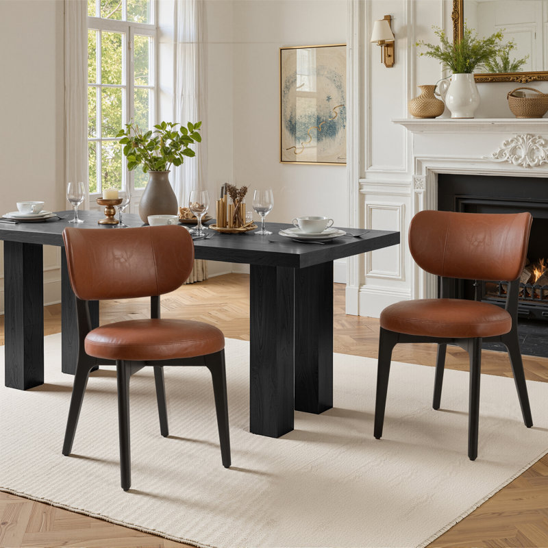 Mid-Century Modern Solid Wood Upholstered Dining Side Chair