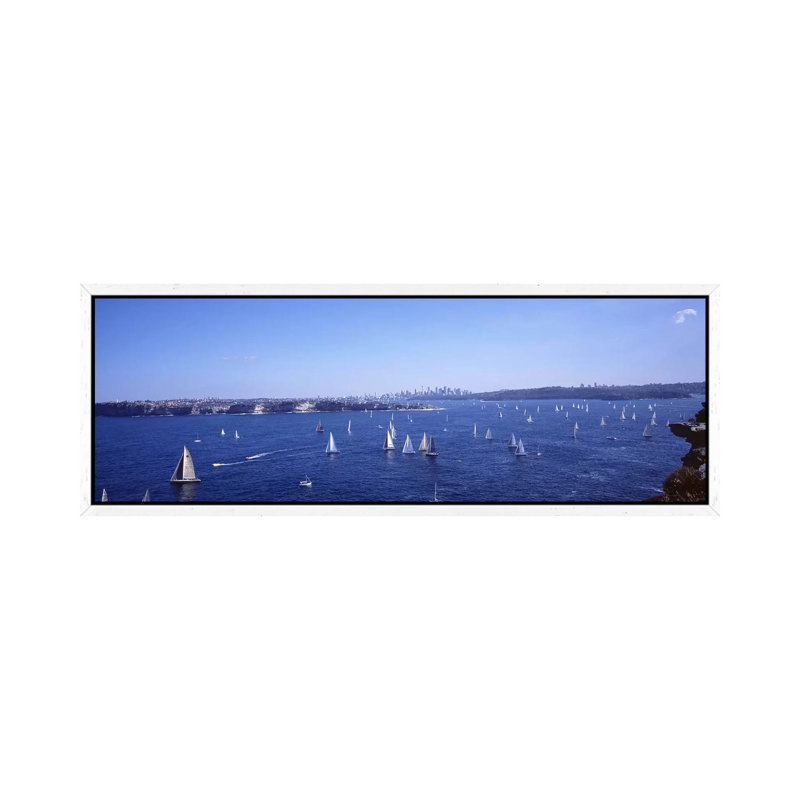 Yachts In The Bay, Sydney Harbor, Sydney, New South Wales, Australia by Panoramic Images - Panoramic Gallery-Wrapped Canvas Giclée on Canvas