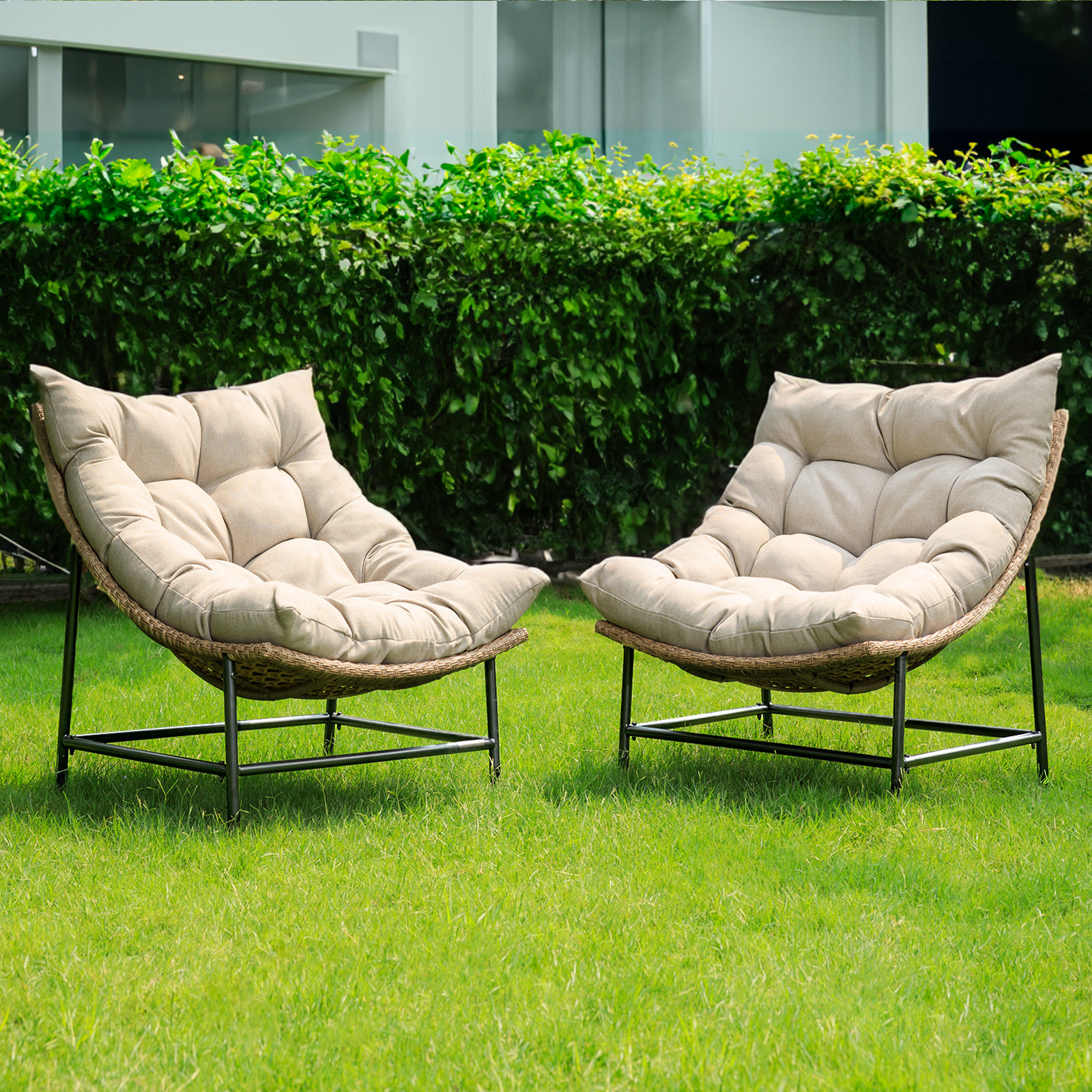  Better Homes & Gardens Papasan Chair with Fabric Cushion  (White) : Patio, Lawn & Garden