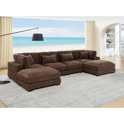 Swapan Modern Chenille Couch Sofa Sectional with Deep Tufted Seat