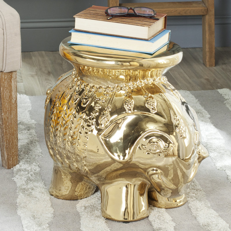 Scarlette Ceramic Accent Stool, Gold